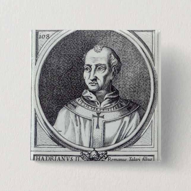 Badge Carré 5 Cm Pape Hadrian II (Devant)