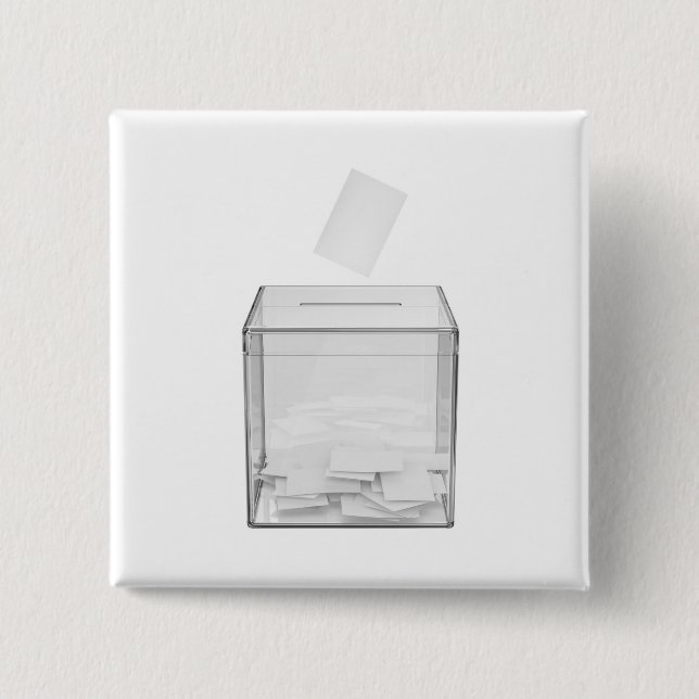 Badge Carré 5 Cm Papier de vote et urne transparente (Devant)