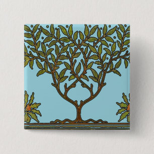 Badge Carré 5 Cm Papier peint frise d'arbre de William Morris