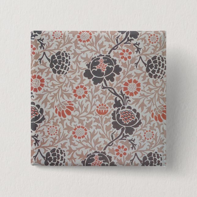Badge Carré 5 Cm Papier peint William Morris Flower Grafton (Devant)