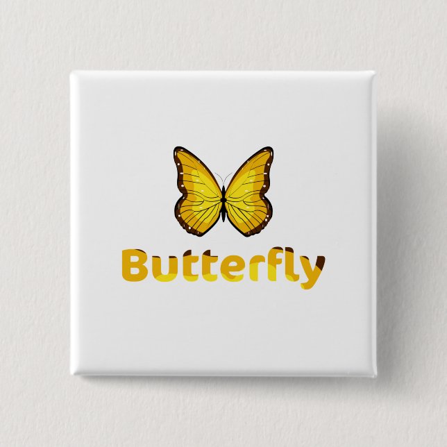 Badge Carré 5 Cm Papillon (Devant)