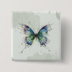 Badge Carré 5 Cm Papillon