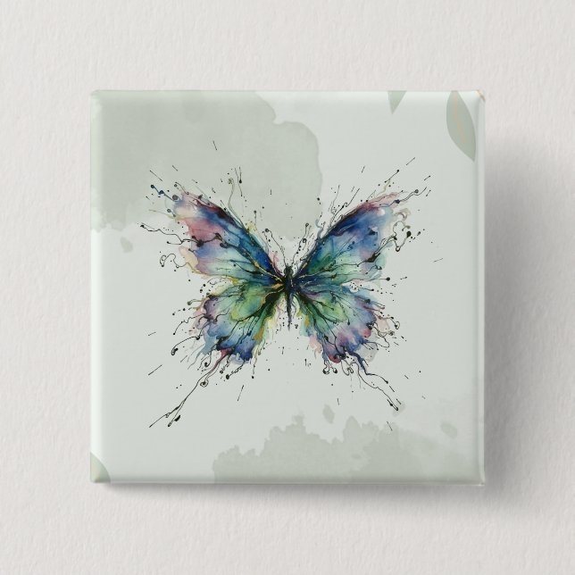 Badge Carré 5 Cm Papillon (Devant)