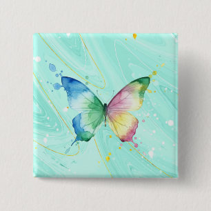 Badge Carré 5 Cm Papillon