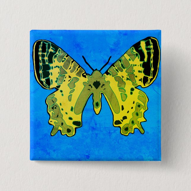 Badge Carré 5 Cm Papillon (Devant)