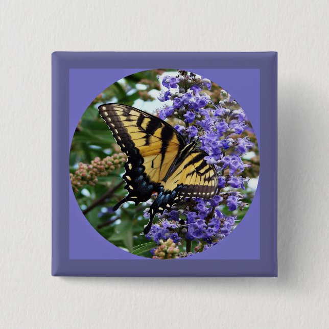 Badge Carré 5 Cm Papillon (Devant)