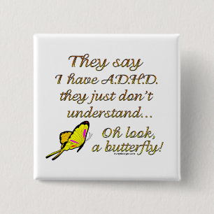 Badge Carré 5 Cm Papillon ADHD