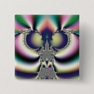 Badge Carré 5 Cm Papillon Arc-en-Ciel