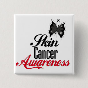 Badge Carré 5 Cm Papillon de conscience de cancer de la peau