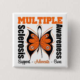 Badge Carré 5 Cm Papillon de conscience de sclérose en plaques