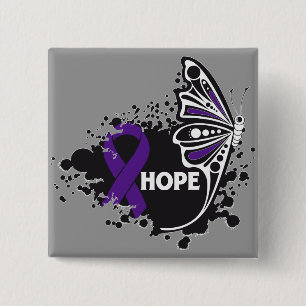 Badge Carré 5 Cm Papillon de maladie de Crohn d'espoir