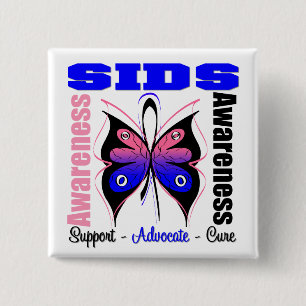 Badge Carré 5 Cm Papillon de sensibilisation aux maladies infectieu