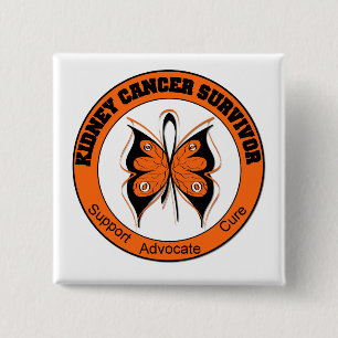 Badge Carré 5 Cm Papillon de survivant de Cancer de rein