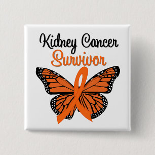 Badge Carré 5 Cm Papillon de SURVIVANT de Cancer de rein