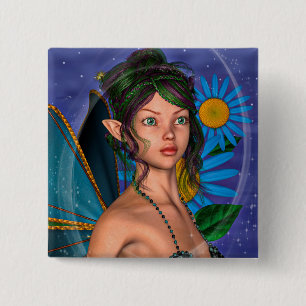 Badge Carré 5 Cm Papillon Fée