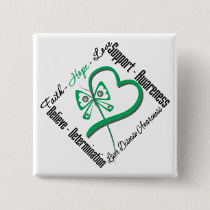 Badge Carré 5 Cm Papillon Foi Espoir Amour - Maladie du foie