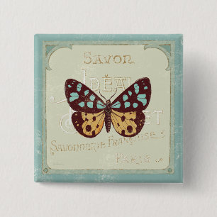 Badge Carré 5 Cm Papillon modelé par cru