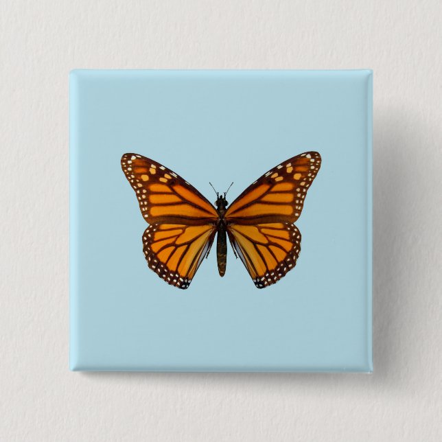 Badge Carré 5 Cm Papillon Monarque (Devant)