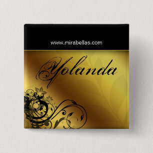 Badge Carré 5 Cm Papillon nommé de fleur d'or de broche de bouton