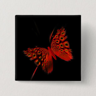 Badge Carré 5 Cm Papillon rouge
