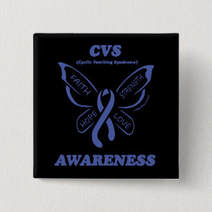 Badge Carré 5 Cm Papillon/sensibilisation...CVS