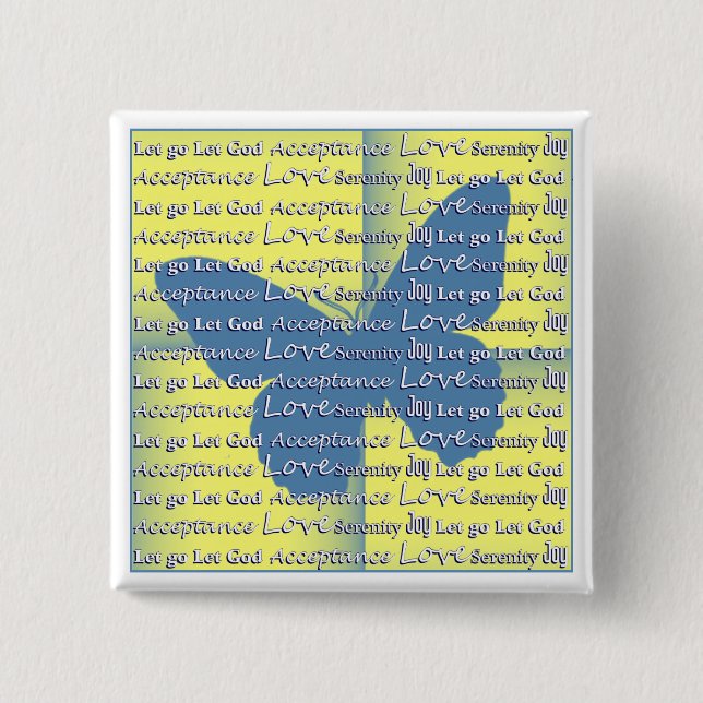 Badge Carré 5 Cm Papillon Slogan (Devant)