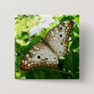 Badge Carré 5 Cm Papillon sur Jasmin Photographie de la nature trop