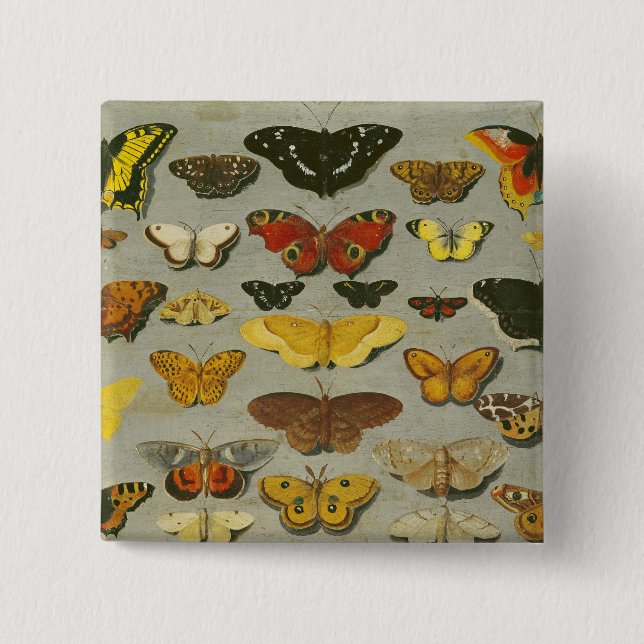 Badge Carré 5 Cm Papillons (Devant)