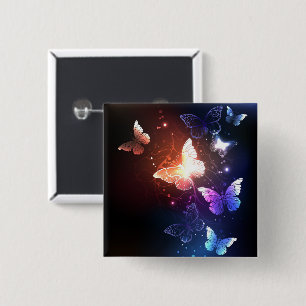 Badge Carré 5 Cm Papillons de nuit lumineux