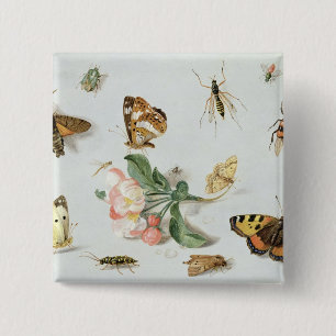 Badge Carré 5 Cm Papillons, mites et d'autres insectes