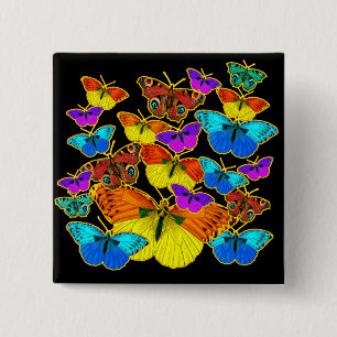 Badge Carré 5 Cm Papillons ! Papillons ! Bouton
