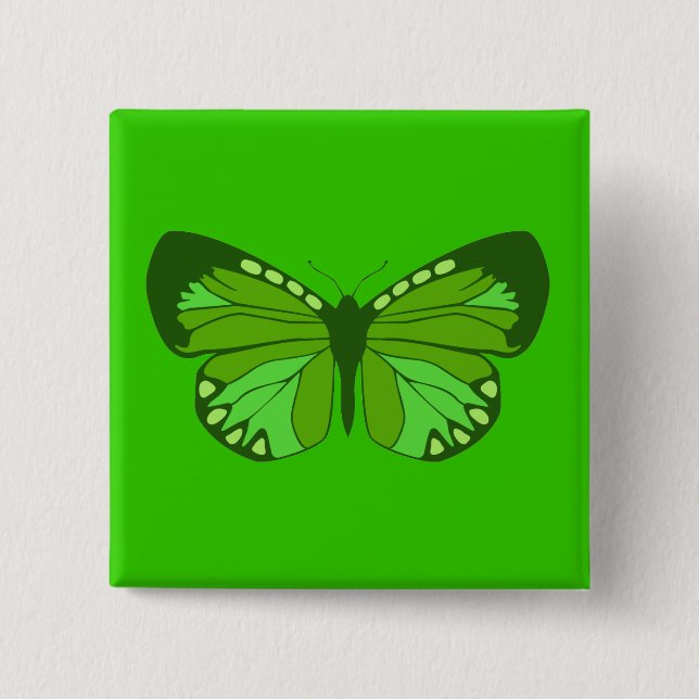 Badge Carré 5 Cm Papillons verts (Devant)
