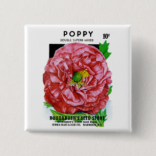 Badge Carré 5 Cm Paquet de semences Vintage Poppy