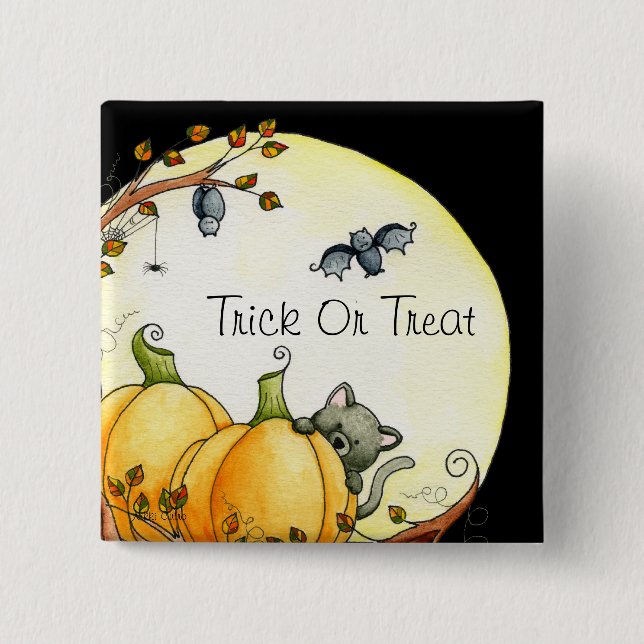 Badge Carré 5 Cm Par la lumière du bouton de lune (Devant)