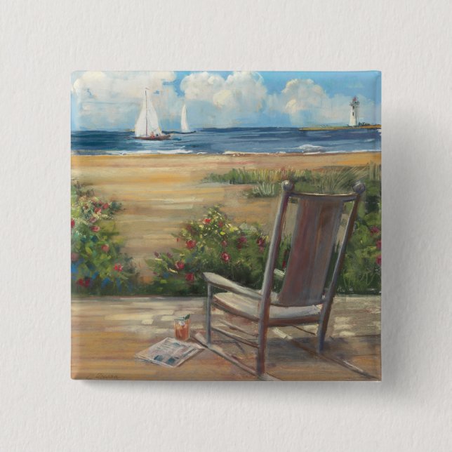 Badge Carré 5 Cm Par la mer (Devant)