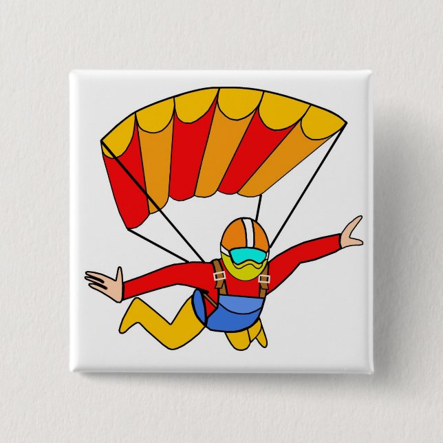Badge Carré 5 Cm Parachute rouge de Skydive Yello (Devant)