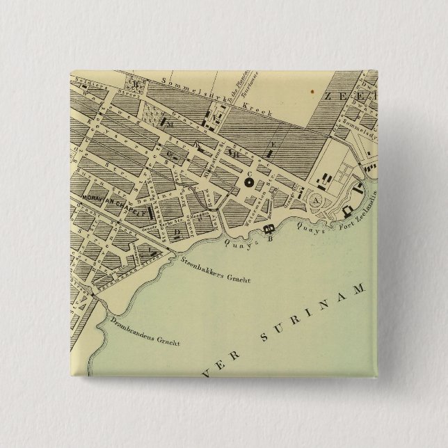 Badge Carré 5 Cm Paramaribo Surinam (Devant)