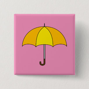 Badge Carré 5 Cm Parapluie jaune