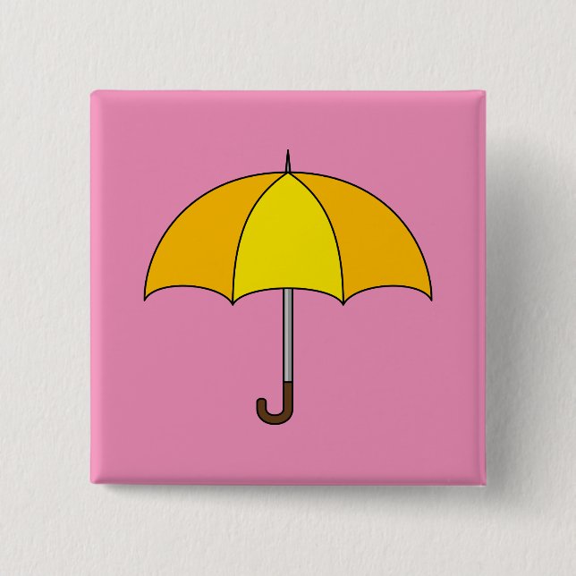 Badge Carré 5 Cm Parapluie jaune (Devant)