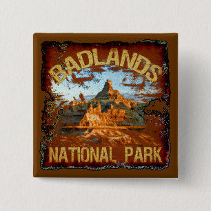 Badge Carré 5 Cm Parc national de bad-lands