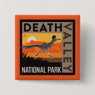 Badge Carré 5 Cm Parc national de Death Valley   Roadrunner