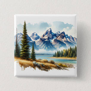 Badge Carré 5 Cm Parc national de Grand Teton Wyoming