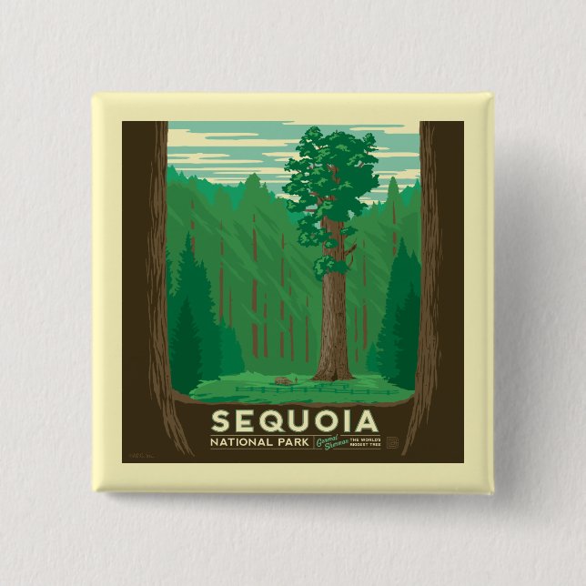 Badge Carré 5 Cm Parc national de Sequoia (Devant)