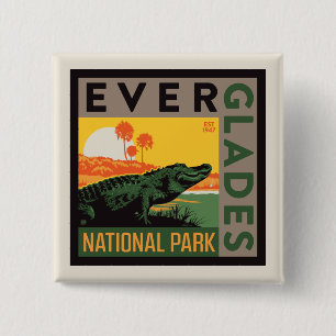 Badge Carré 5 Cm Parc national des Everglades   Floride