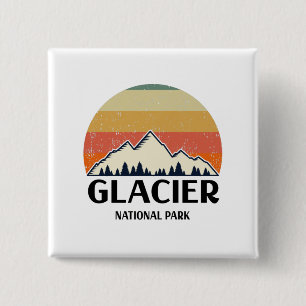 Badge Carré 5 Cm Parc national du Glacier vintage