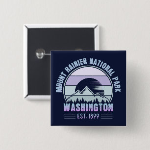 Badge Carré 5 Cm Parc national du Mont Rainier Washington USA Retro