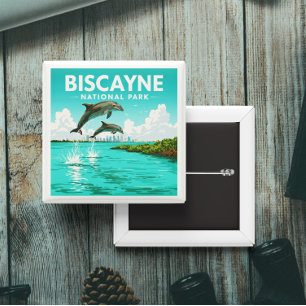 Badge Carré 5 Cm Parc national vintage de Biscayne