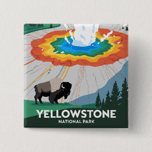 Badge Carré 5 Cm Parc national Vivid Yellowstone