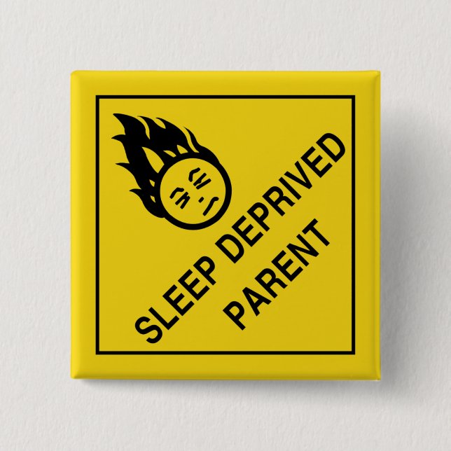 Badge Carré 5 Cm Parent déshérité par sommeil (Devant)