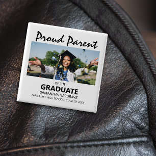 Badge Carré 5 Cm Parent Fier De L'Etudiant Diplômé Photo